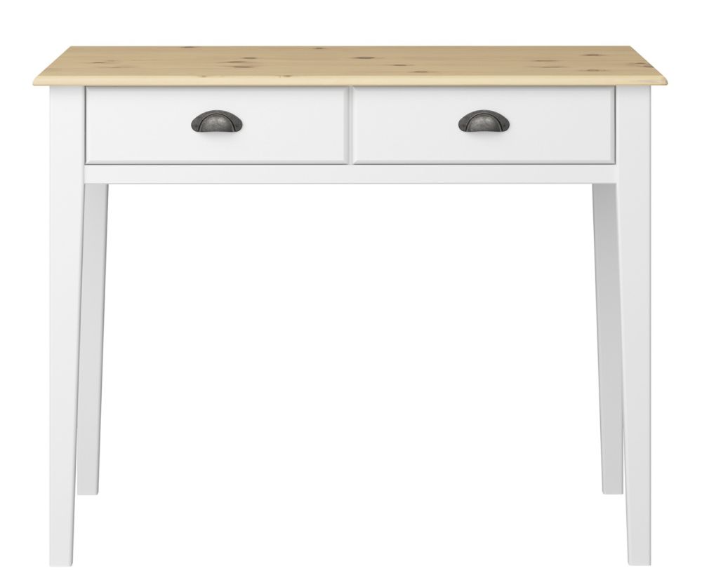 FTG Nola White and Pine 2 Drawer Hall Table