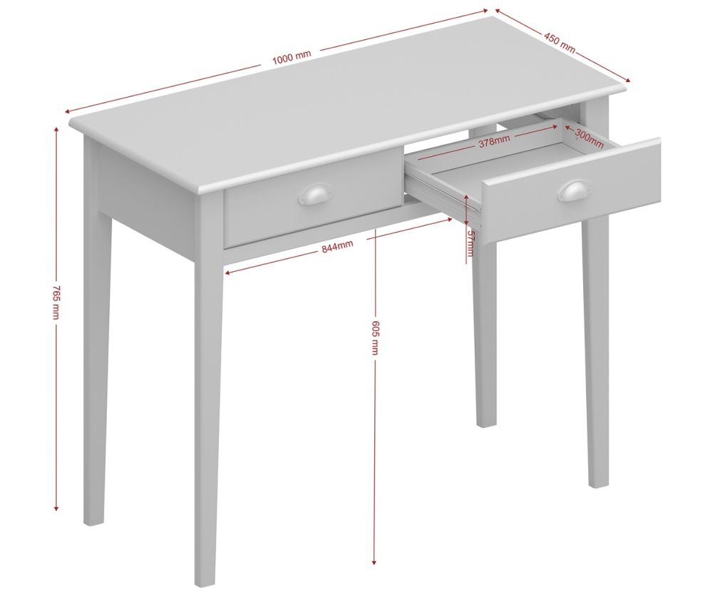 FTG Nola White and Pine 2 Drawer Hall Table