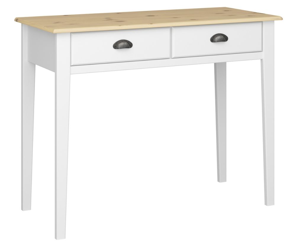 FTG Nola White and Pine 2 Drawer Hall Table