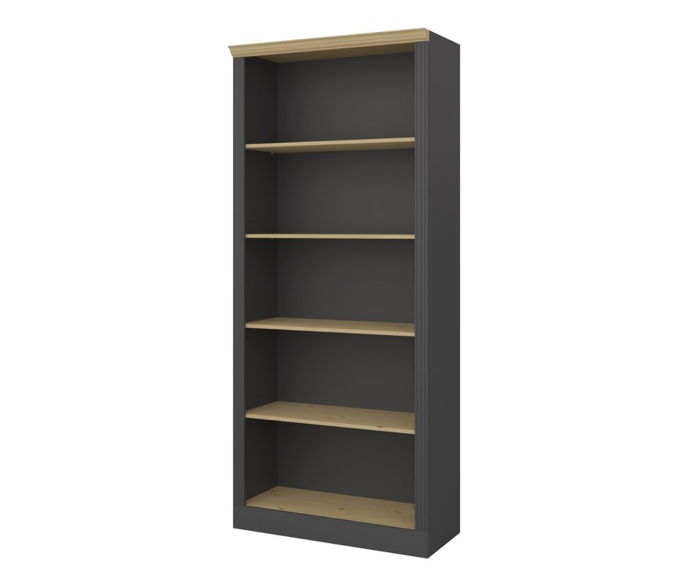 FTG Nola Black and Pine 4 Shelf Bookcase