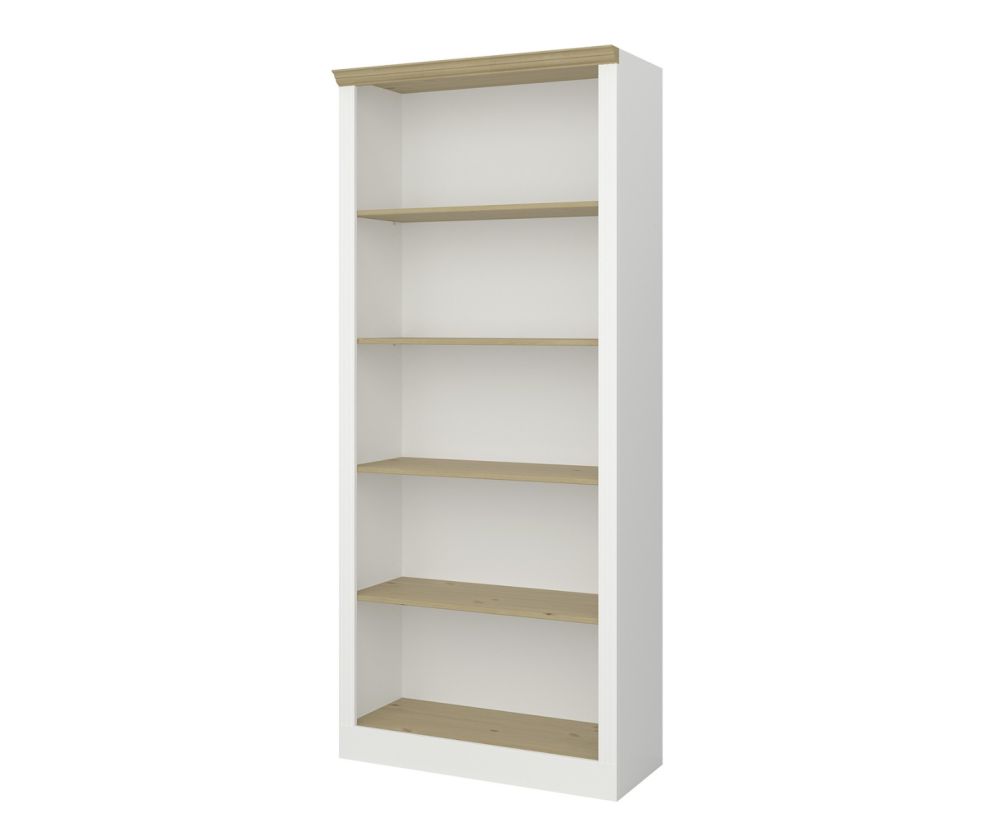 FTG Nola White and Pine 4 Shelf Bookcase