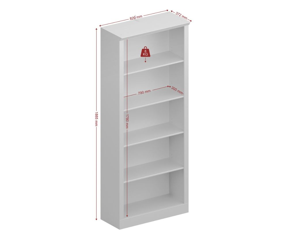 FTG Nola White and Pine 4 Shelf Bookcase