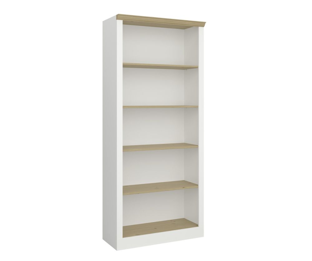 FTG Nola White and Pine 4 Shelf Bookcase