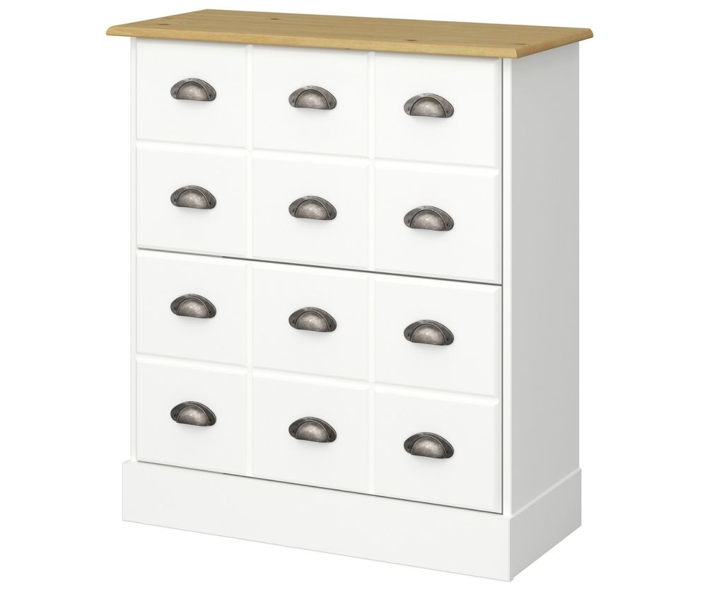 FTG Nola White and Pine Shoe Cabinet