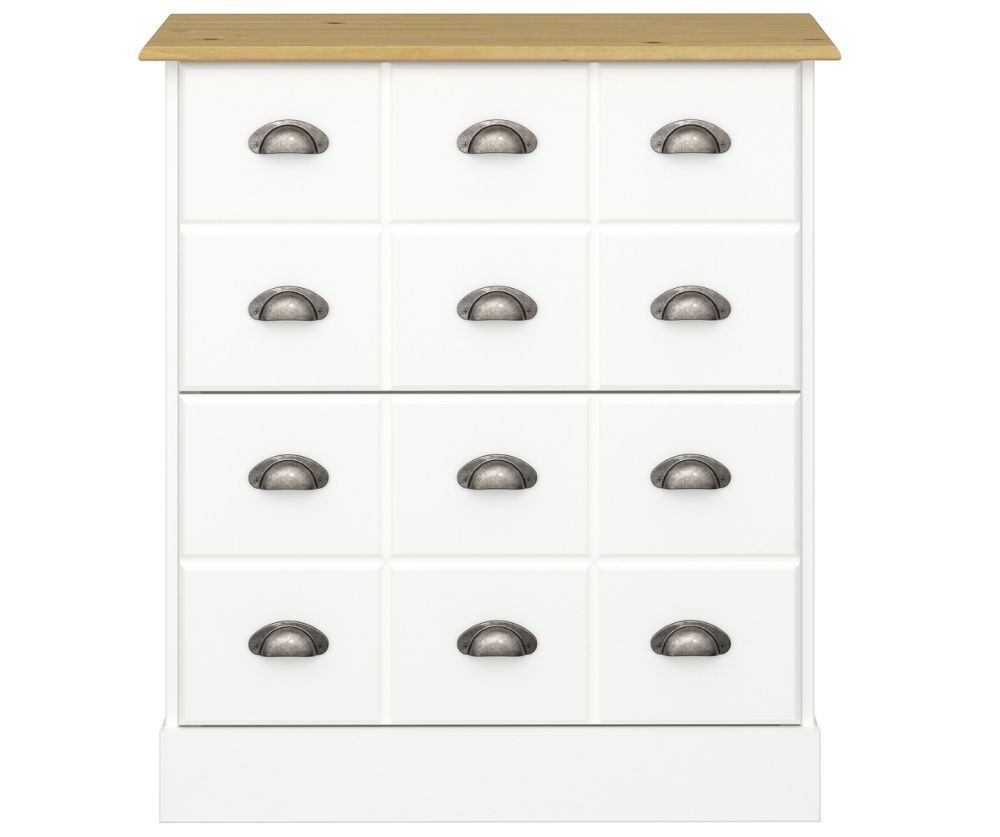 FTG Nola White and Pine Shoe Cabinet