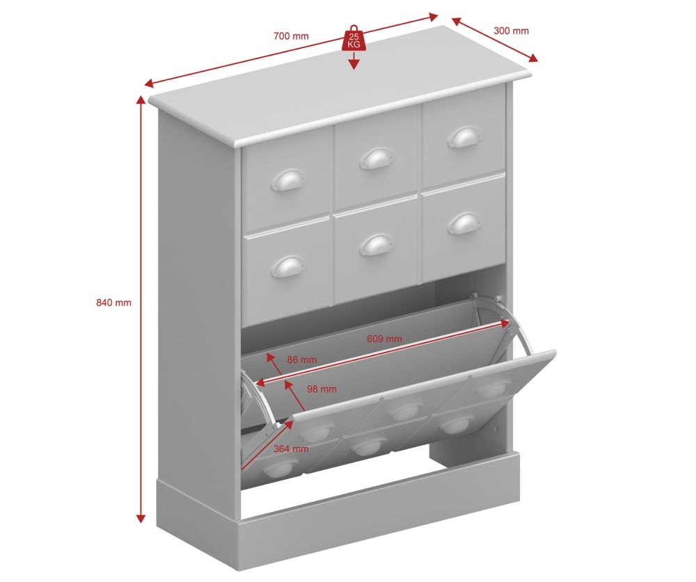 FTG Nola White and Pine Shoe Cabinet