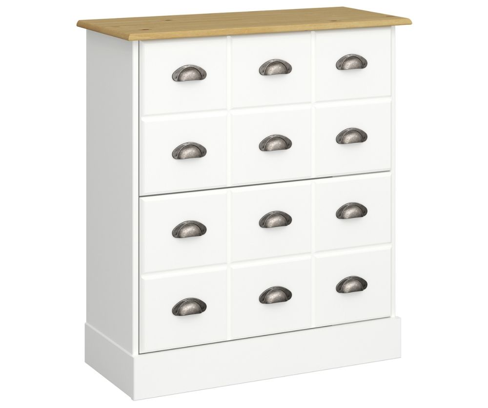 FTG Nola White and Pine Shoe Cabinet