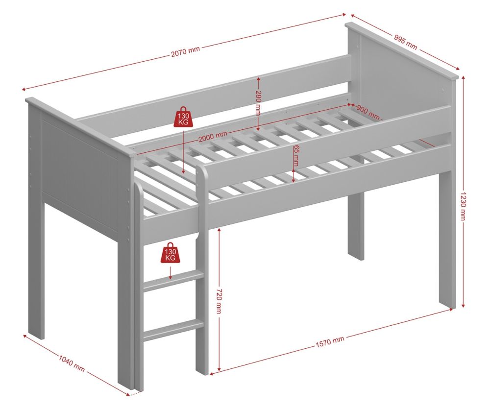 FTG Alba White Mid Sleeper Bed