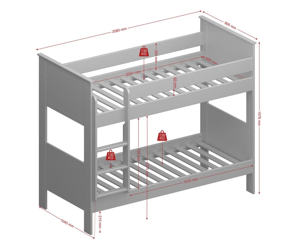 FTG Alba White Bunk Bed