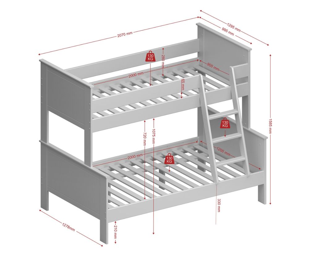 FTG Alba White Family Bunk Bed