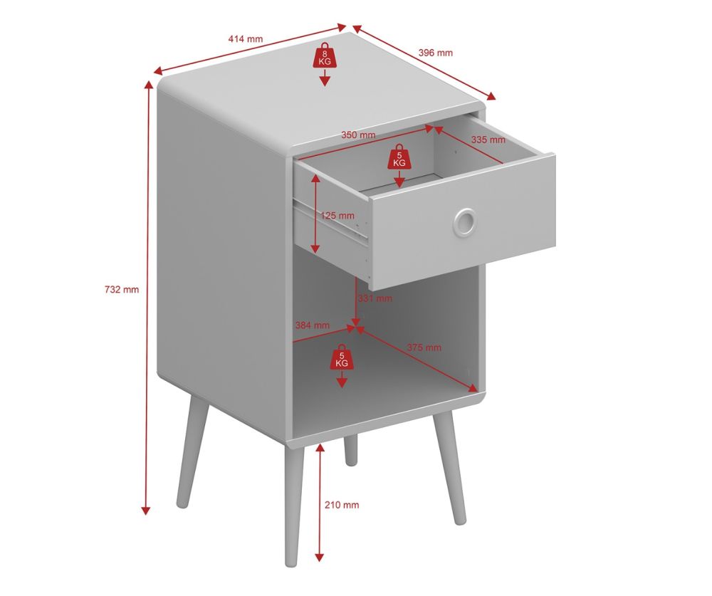FTG Softline Off White 1 Drawer Chest 