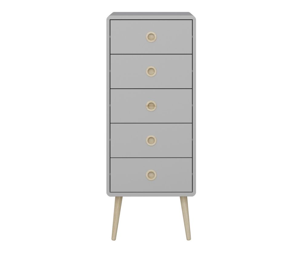 FTG Softline Grey 5 Drawer Narrow Chest 