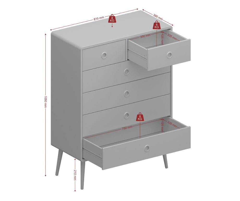 FTG Softline Off White 2+4 Drawer Chest 