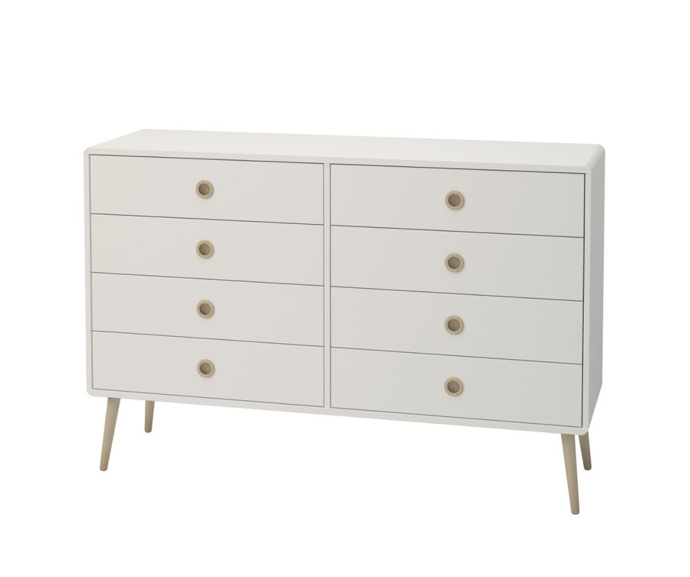 FTG Softline Off White 4 + 4 Drawer Wide Chest 