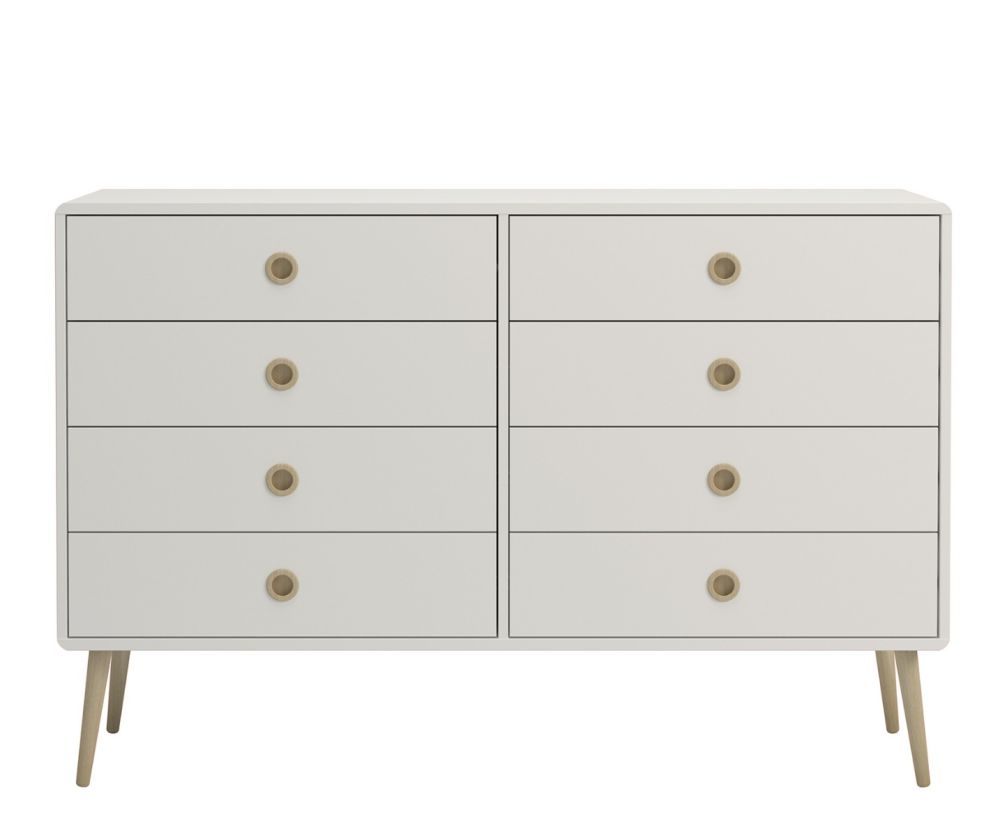FTG Softline Off White 4 + 4 Drawer Wide Chest 