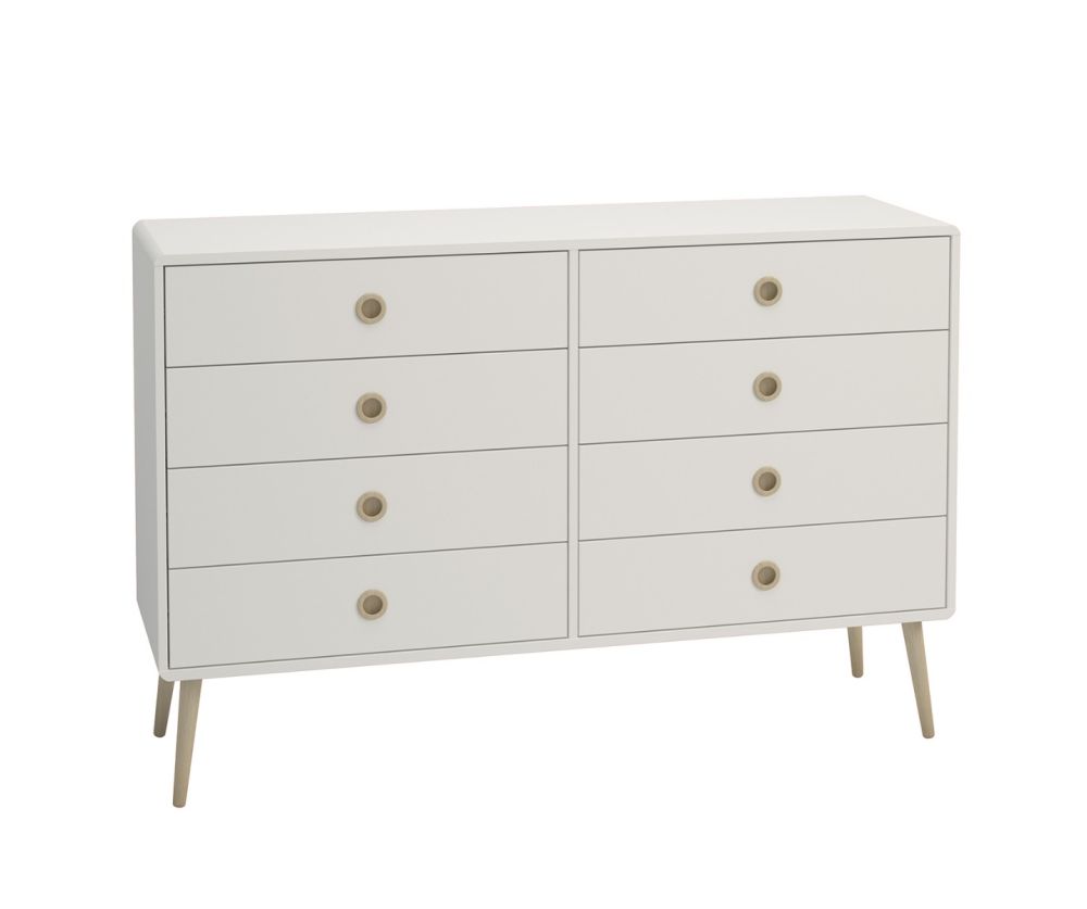 FTG Softline Off White 4 + 4 Drawer Wide Chest 