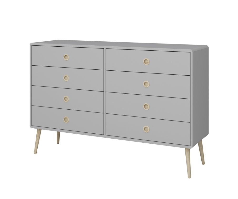 FTG Softline Grey 4 + 4 Drawer Wide Chest 
