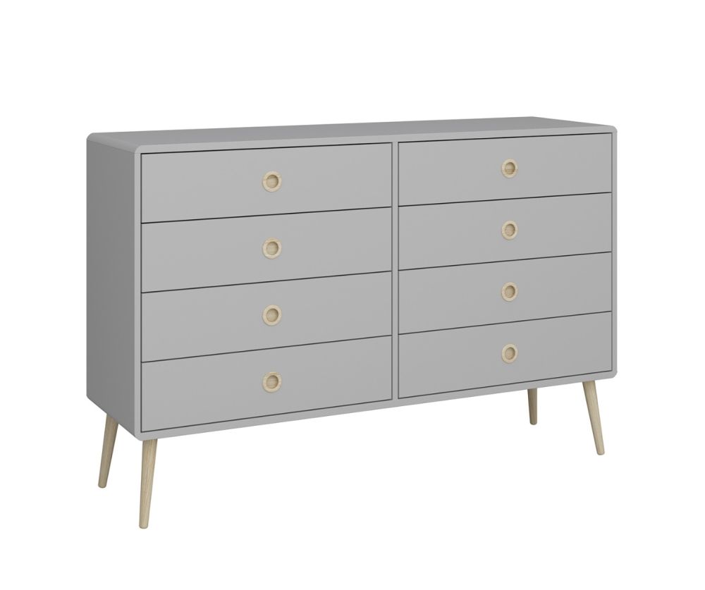 FTG Softline Grey 4 + 4 Drawer Wide Chest 