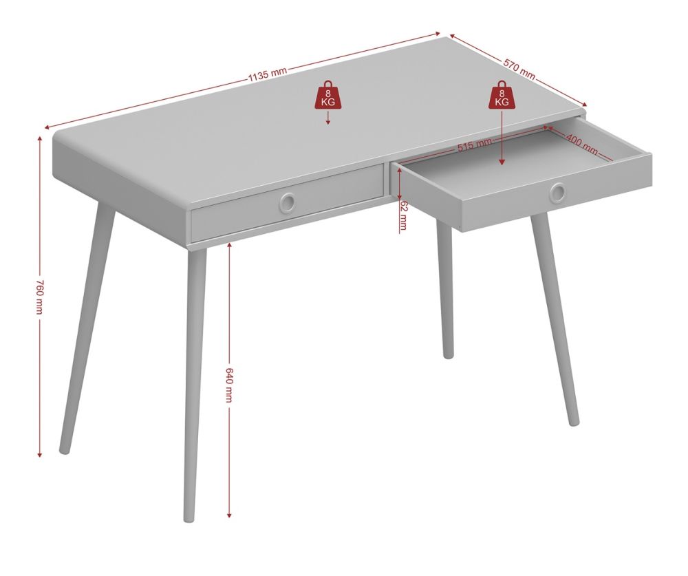 FTG Softline Off White 2 Drawer Standard Desk 