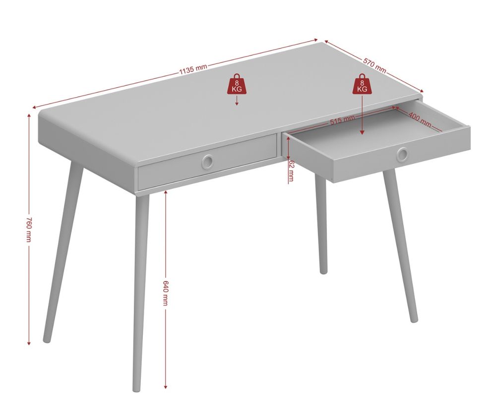 FTG Softline Grey 2 Drawer Standard Desk 