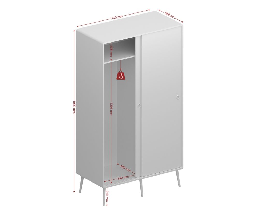 FTG Softline Grey 2 Door Sliding Wardrobe