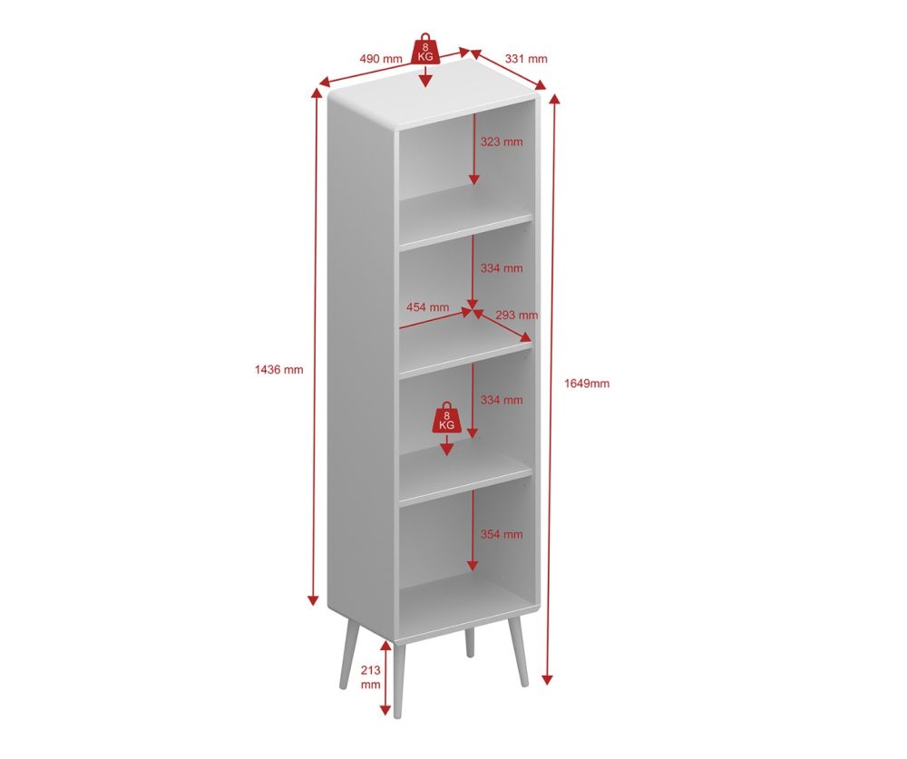 FTG Softline Off White Narrow Bookcase