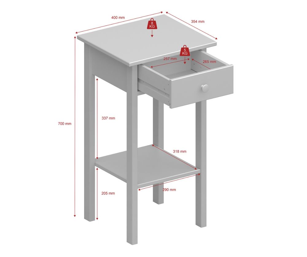FTG Tromso Off White 1 Drawer Nightstand 