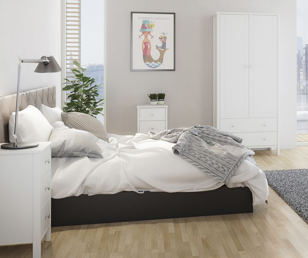 FTG Tromso Off White 3 Drawer Bedside Cabinet