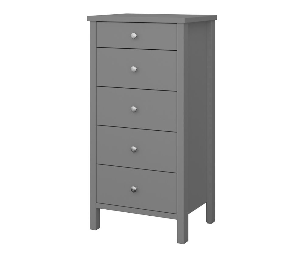 FTG Tromso Grey 5 Drawer Narrow Chest