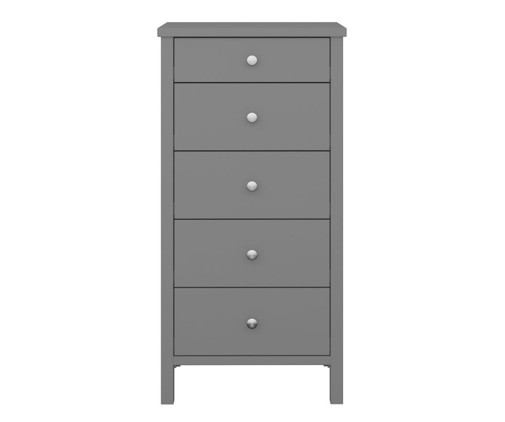 FTG Tromso Grey 5 Drawer Narrow Chest