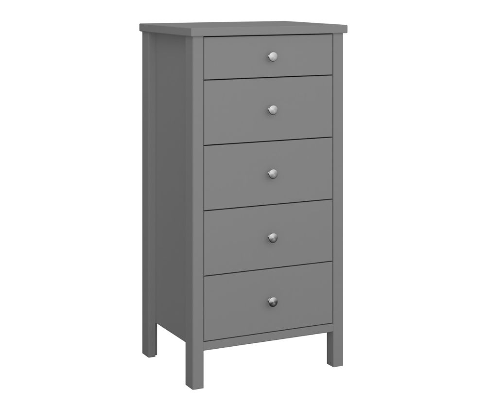 FTG Tromso Grey 5 Drawer Narrow Chest