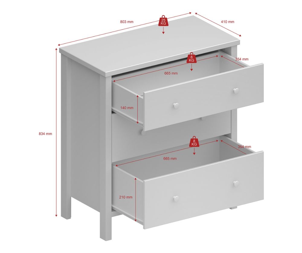 FTG Tromso Grey 3 Drawer Chest