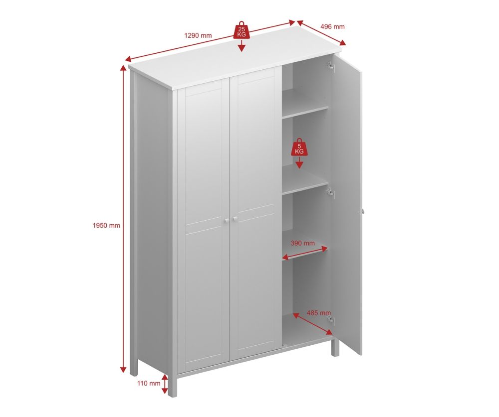 FTG Tromso Grey 3 Door Wardrobe 