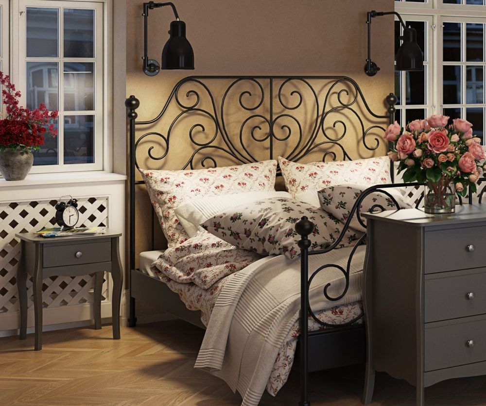 FTG Baroque Grey 1 Drawer Nightstand 