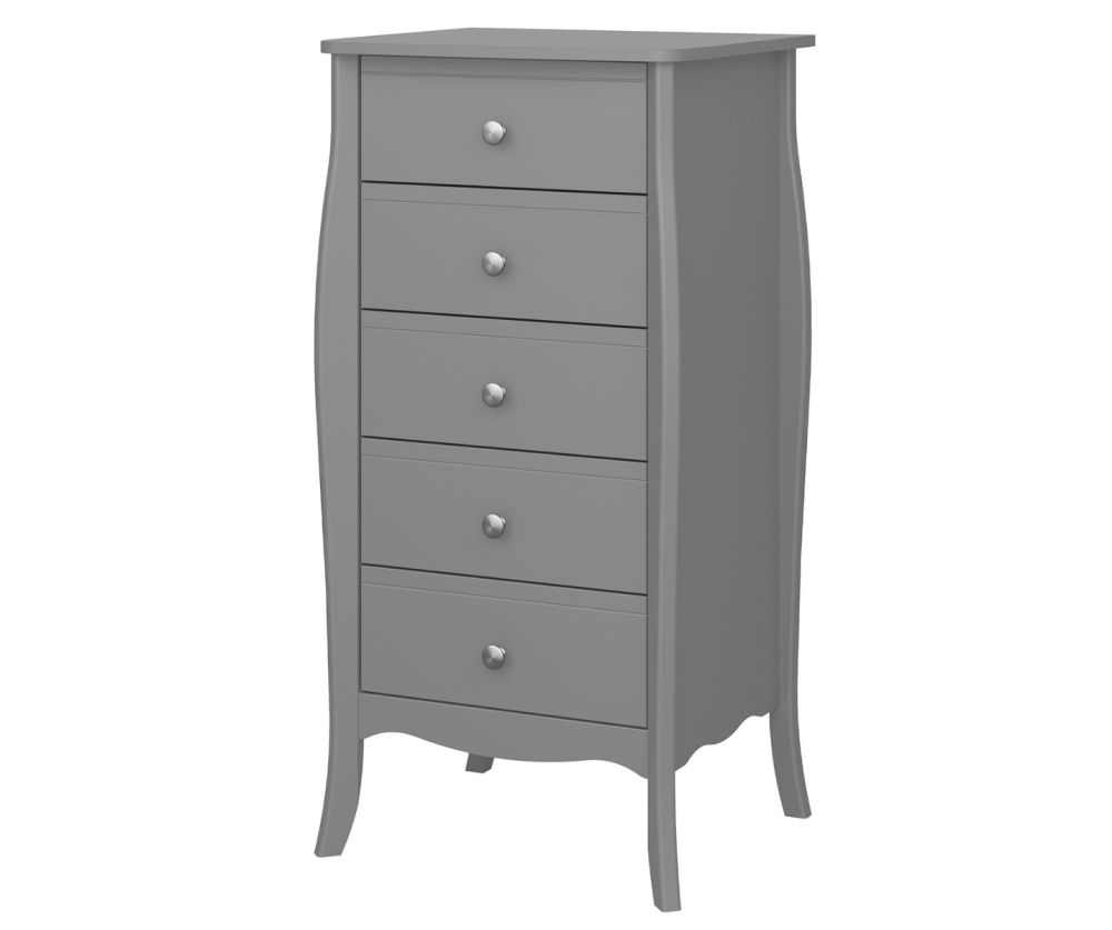 FTG Baroque Grey 5 Drawer Narrow Chest