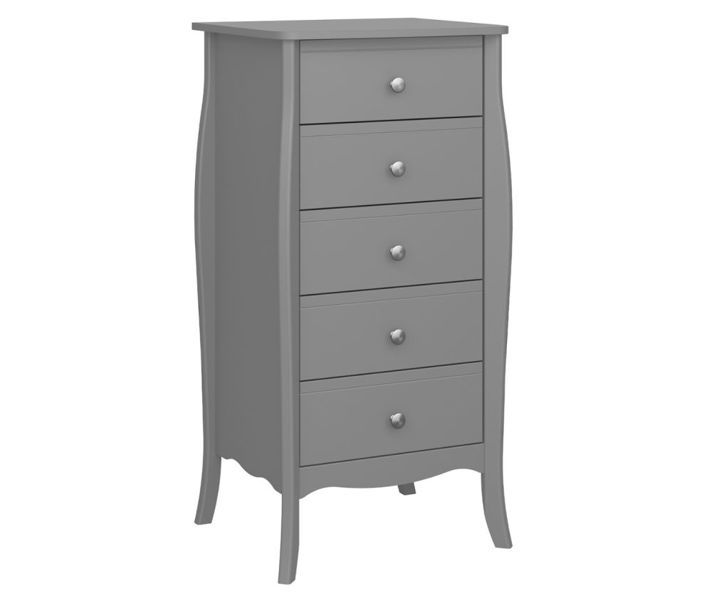 FTG Baroque Grey 5 Drawer Narrow Chest