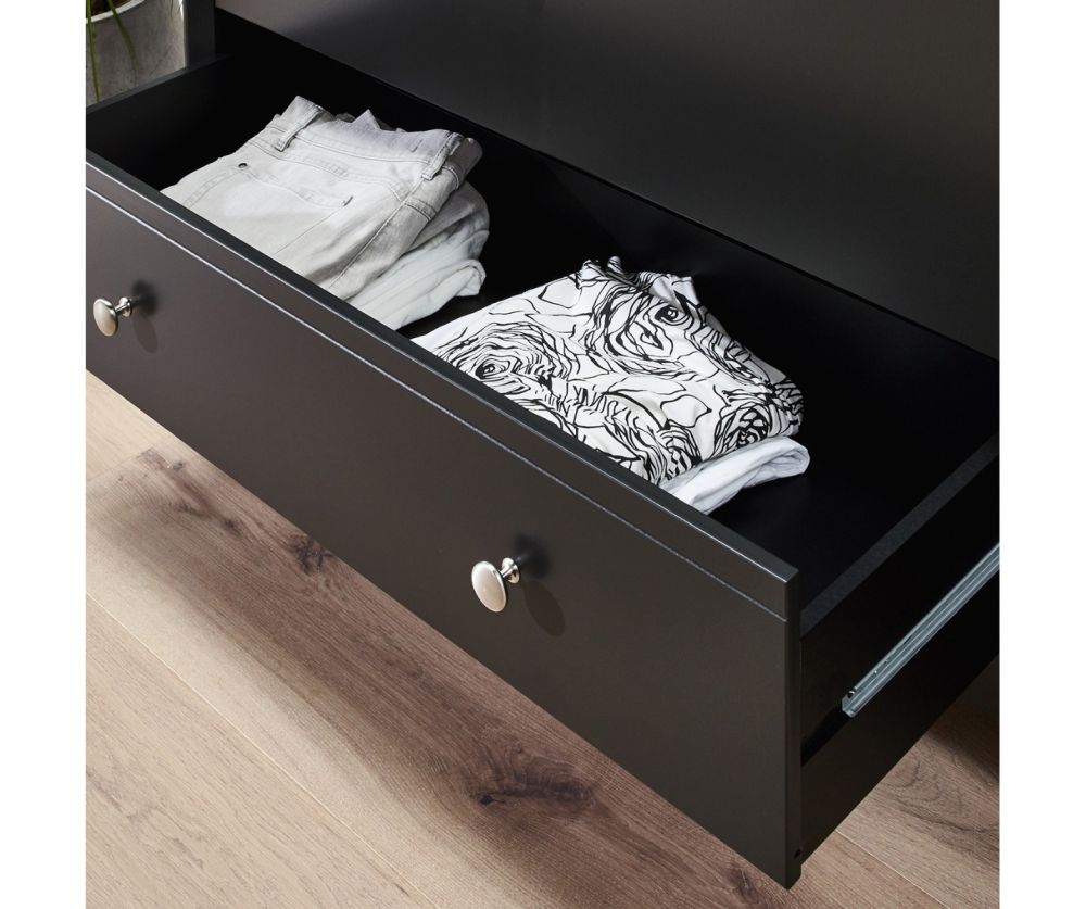 FTG Baroque Black 3 Drawer Wide Chest