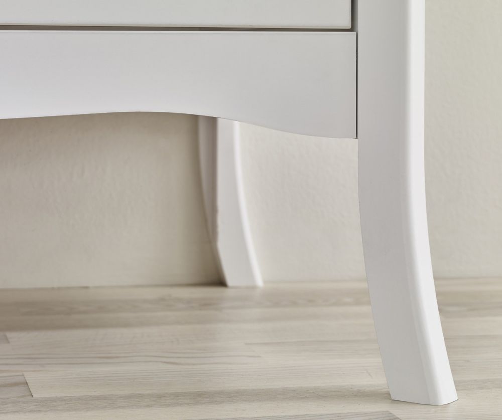FTG Baroque White 3 Drawer Wide Chest