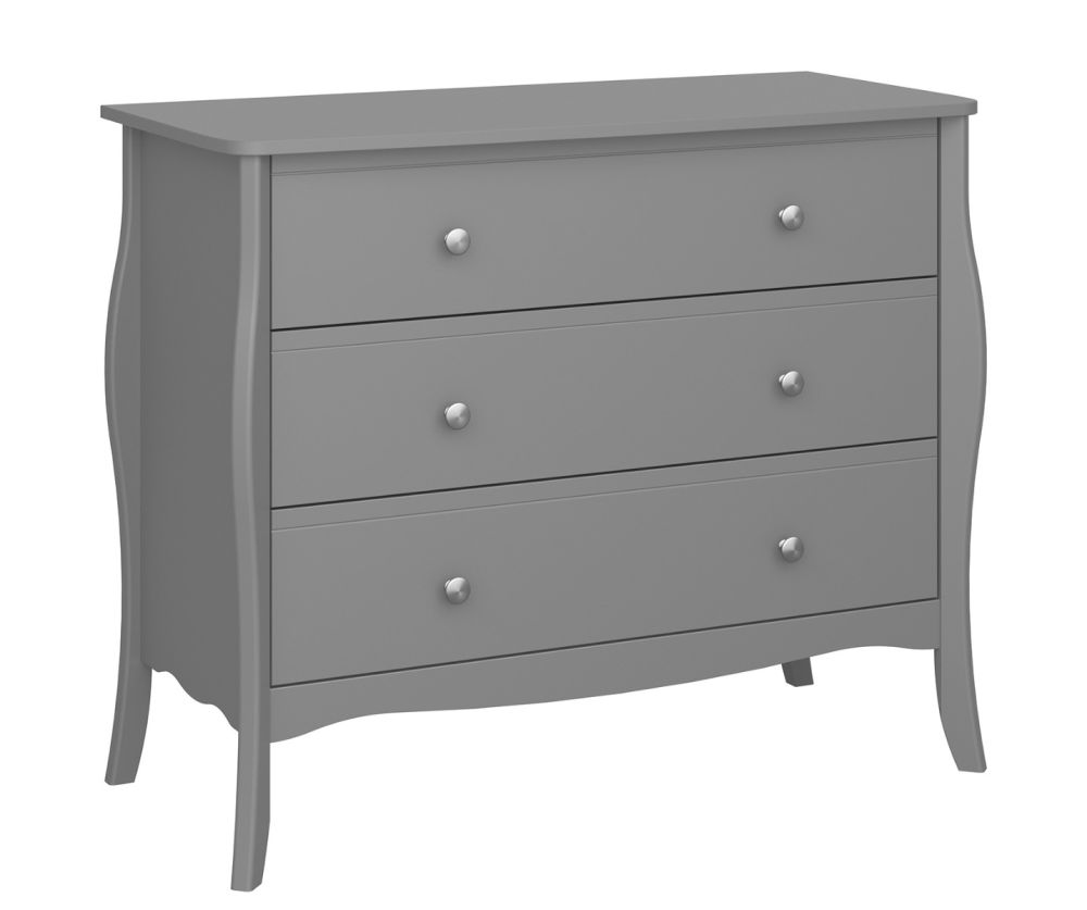 FTG Baroque Grey 3 Drawer Wide Chest