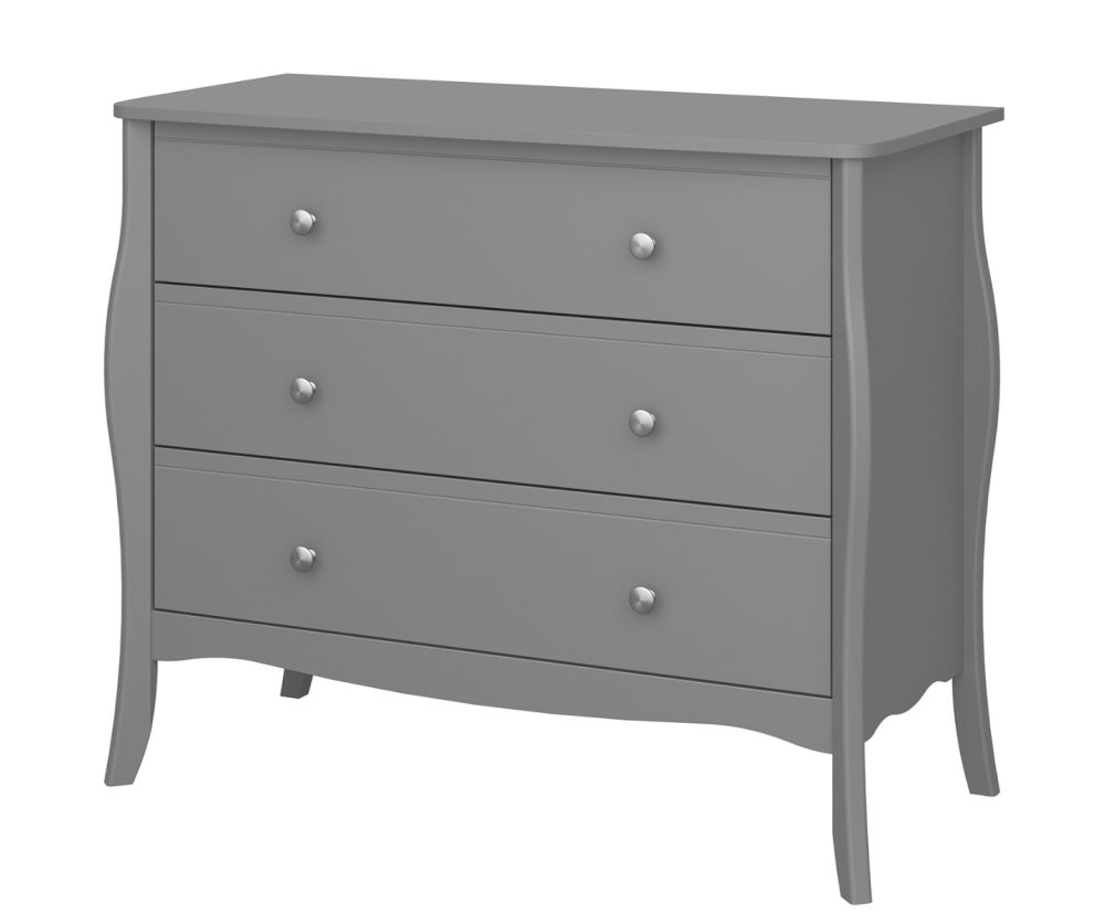 FTG Baroque Grey 3 Drawer Wide Chest