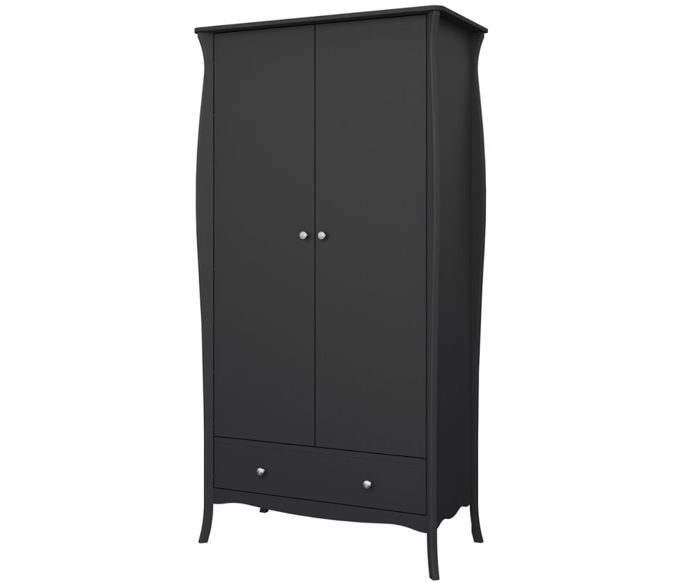 FTG Baroque Black 2 Door 1 Drawer Combi Wardrobe