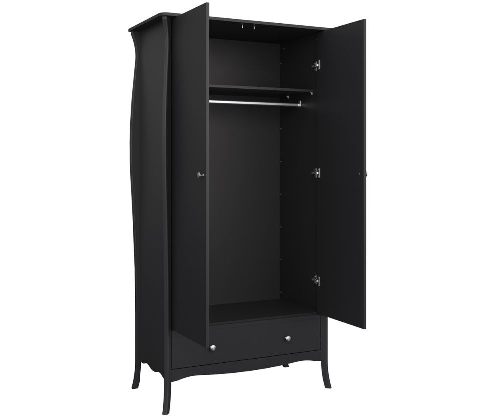 FTG Baroque Black 2 Door 1 Drawer Combi Wardrobe