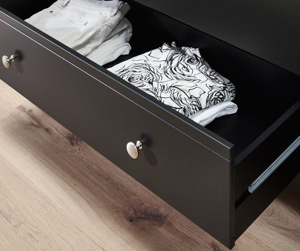 FTG Baroque Black 2 Door 1 Drawer Combi Wardrobe