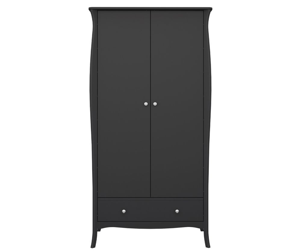 FTG Baroque Black 2 Door 1 Drawer Combi Wardrobe