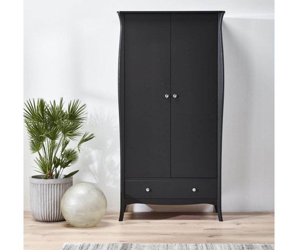 FTG Baroque Black 2 Door 1 Drawer Combi Wardrobe