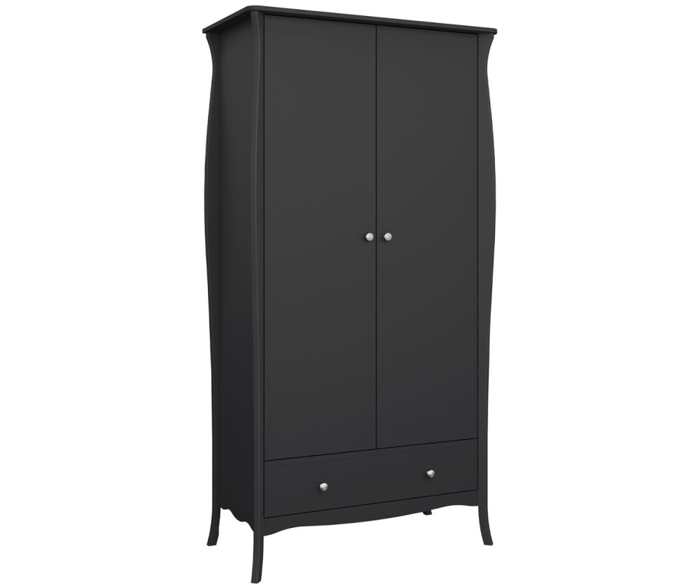 FTG Baroque Black 2 Door 1 Drawer Combi Wardrobe