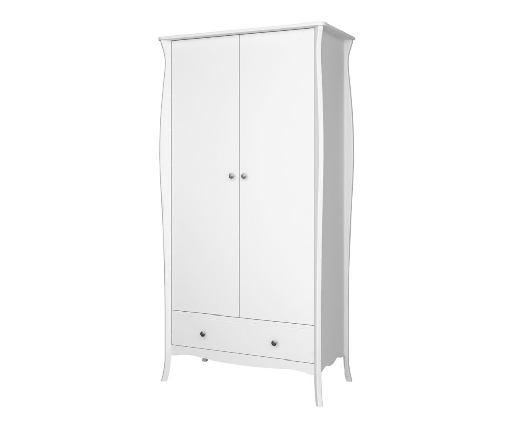 FTG Baroque White 2 Door 1 Drawer Combi Wardrobe
