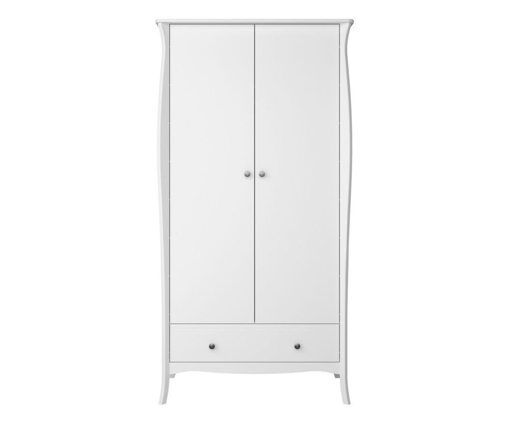 FTG Baroque White 2 Door 1 Drawer Combi Wardrobe
