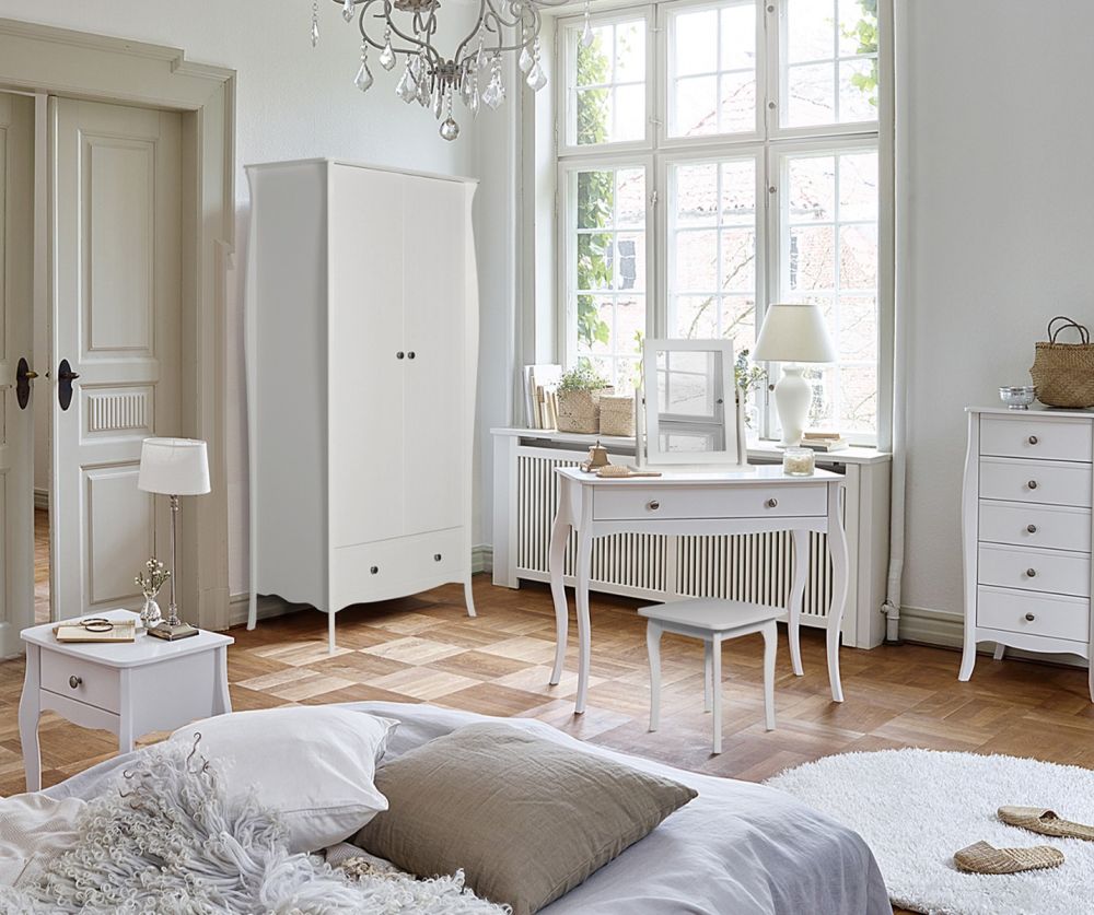 FTG Baroque White 2 Door 1 Drawer Combi Wardrobe