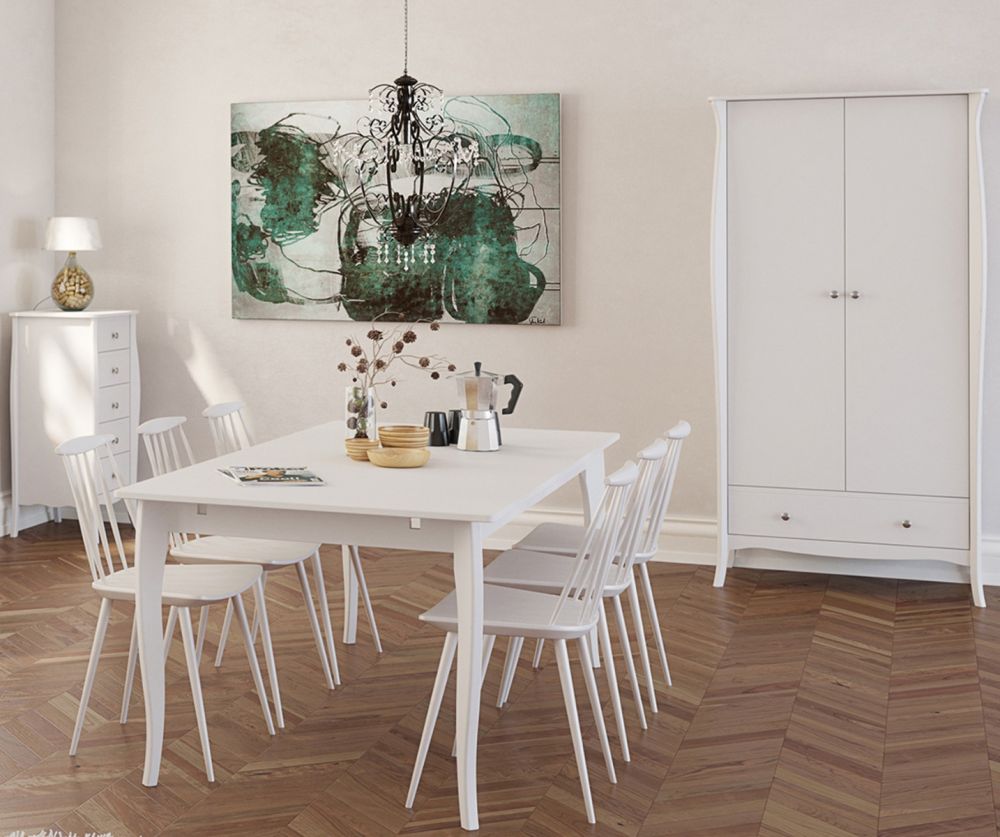 FTG Baroque White 2 Door 1 Drawer Combi Wardrobe